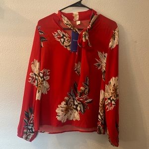 NWT Floerns floral blouse size small